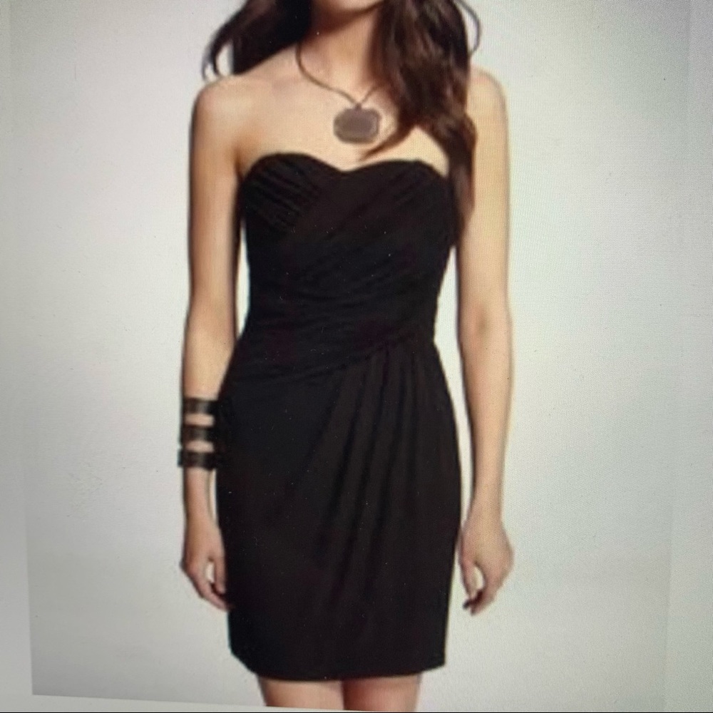 Express Black Strapless Rouched Dress- Medium